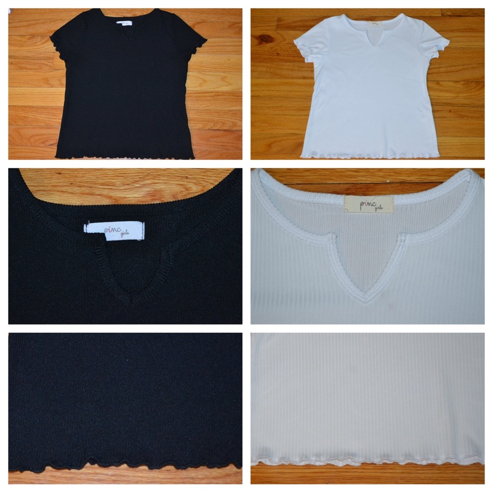 Set of 2 youth girls Pinc Girls ribbed t-shirts tops, size 10/12